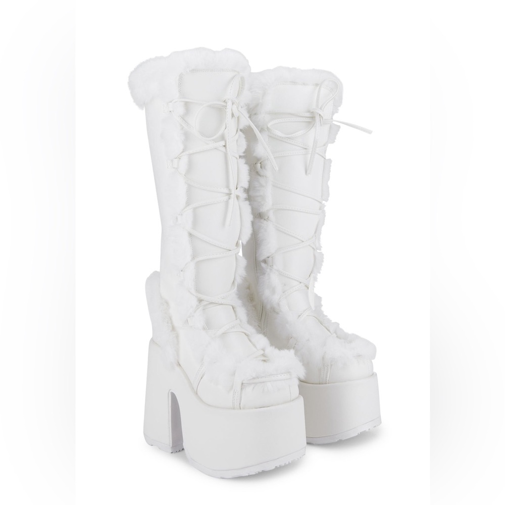 Demonia White Camel 3-11 Platform Boots